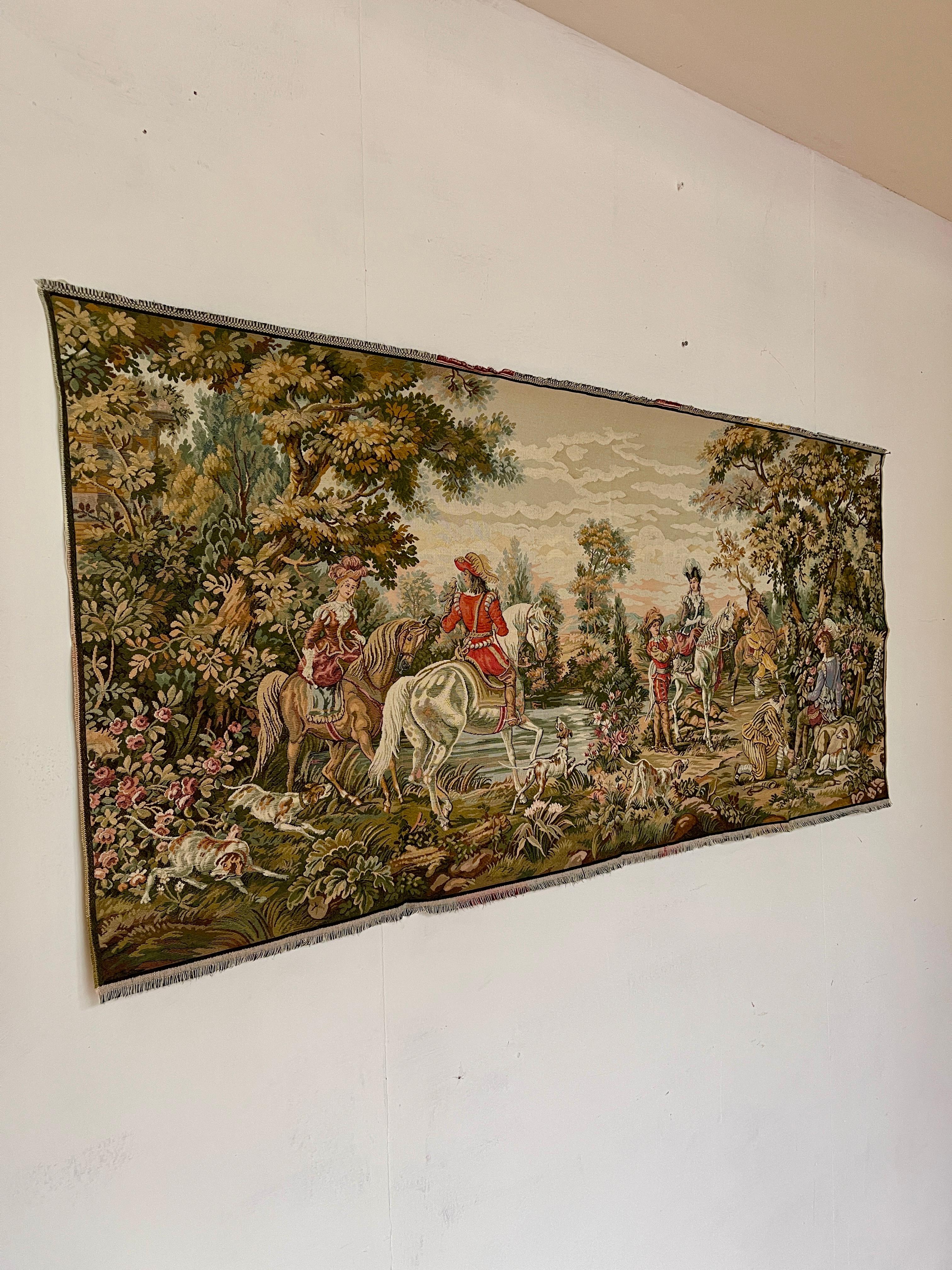 Arazzo rettangolare francese raffigurante una cavalleria d'epoca degli anni '90. (Sonstiges) im Angebot