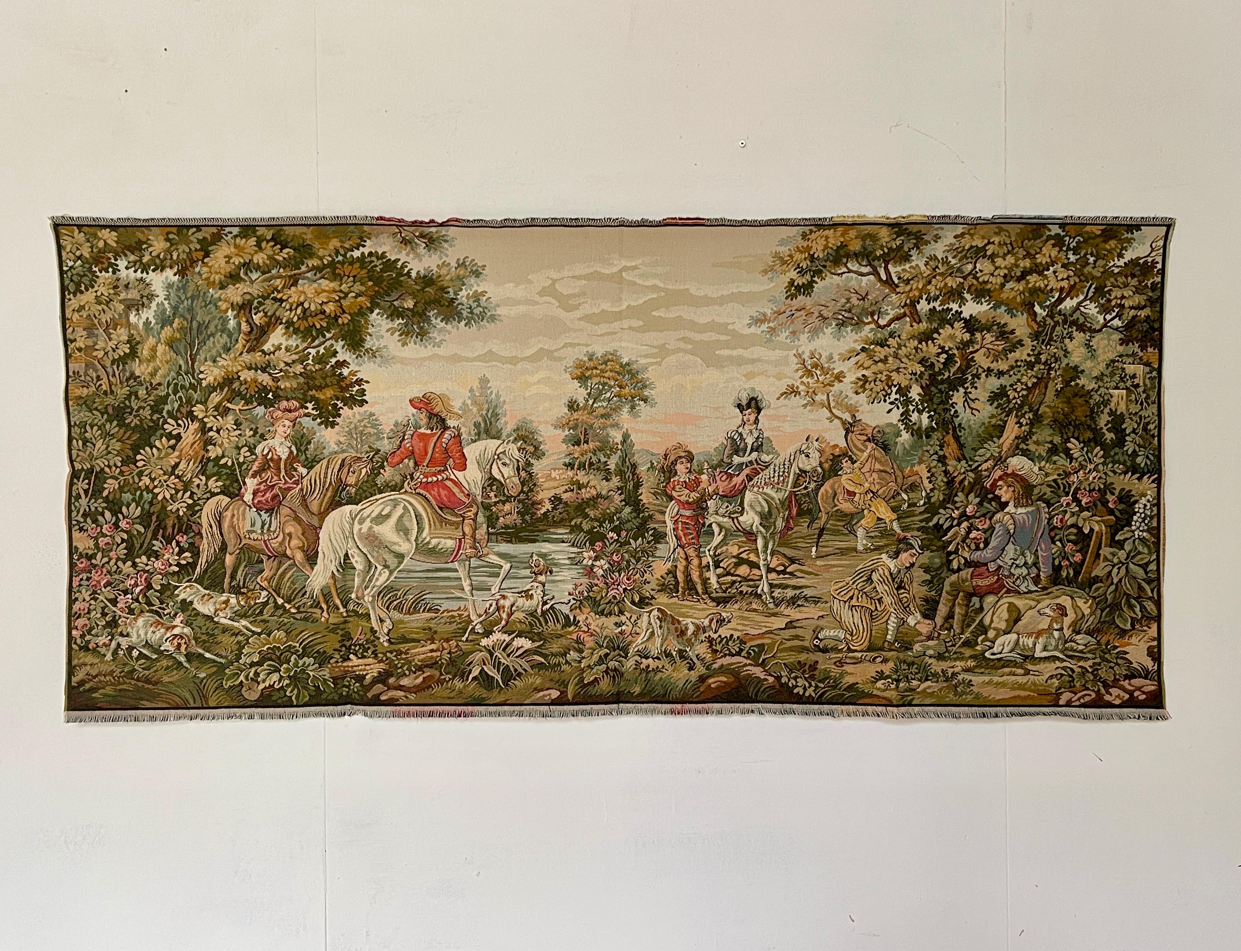 Arazzo rettangolare francese raffigurante una cavalleria d'epoca degli anni '90. im Angebot 1