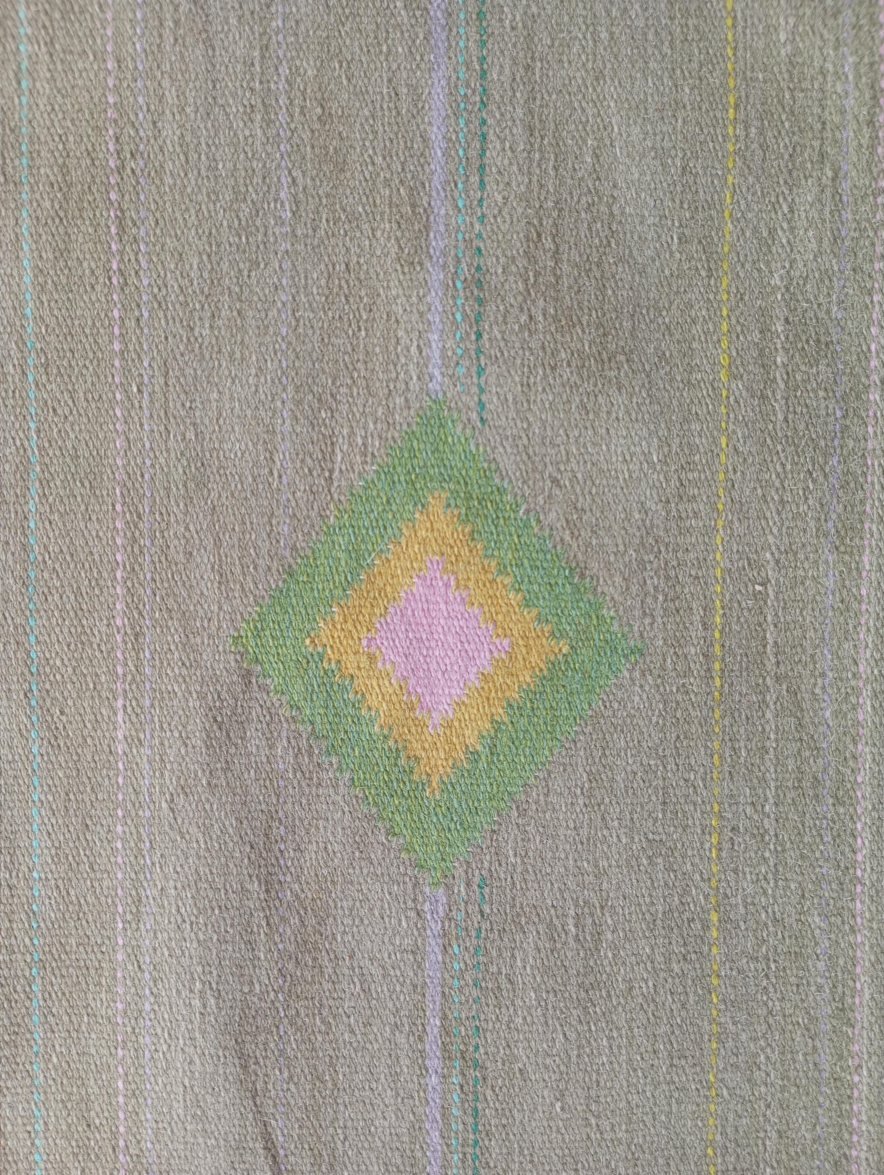 Handgewebter schwedischer Rölakan-Wandteppich aus den 1970er Jahren mit Monogramm Éva Németh (Swedish) im Angebot