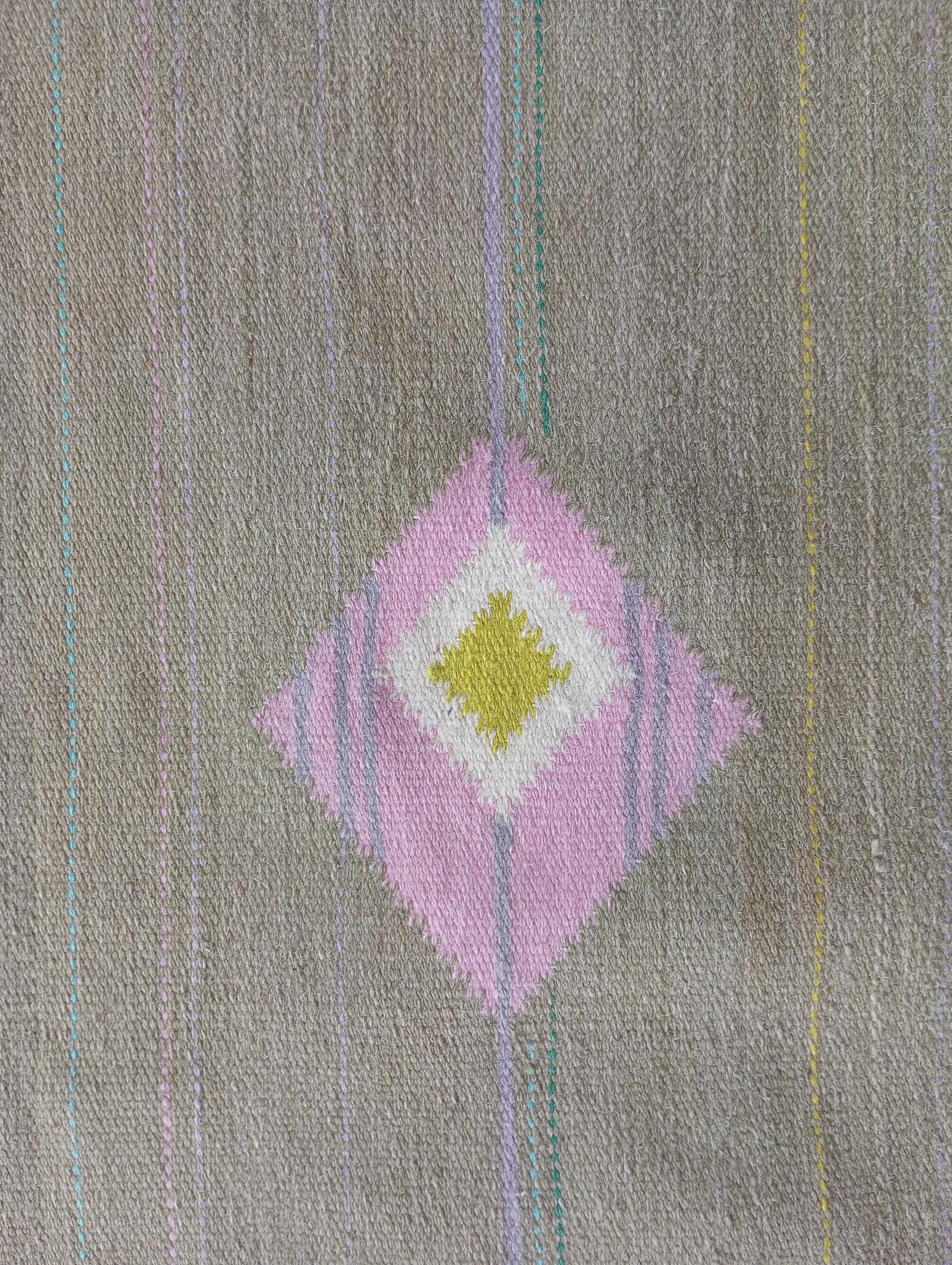Handgewebter schwedischer Rölakan-Wandteppich aus den 1970er Jahren mit Monogramm Éva Németh (Handgefertigt) im Angebot