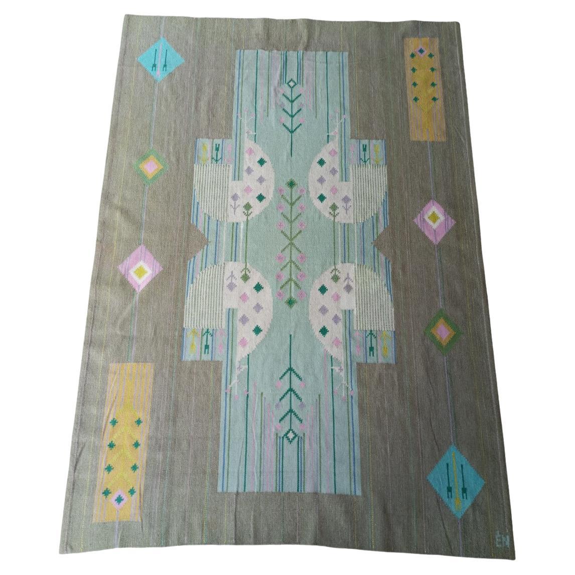Hand-woven 1970s vintage Swedish Rölakan tapestry and monogram Éva Németh