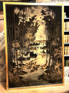 Tapestry on canvas depicting landscape, provenance Japan