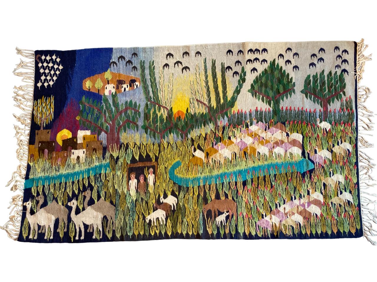 Wandteppich „tropisches Dorf“ von Alfredo Gauro Ambroso Ambrosi 220 x 120 (Early 20th Century) im Angebot