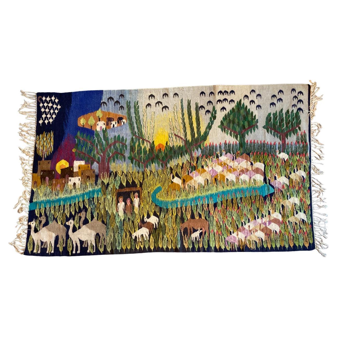 Tapestry "tropical village" by Alfredo Gauro Ambrosi 220 x 120 For Sale