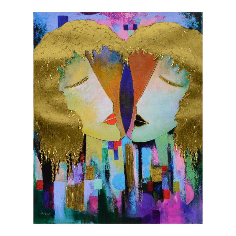 "Duality" Limited Edition on Canvas with Gold Embellishing - Mixed Media Art by Arbe Ara Berberyan