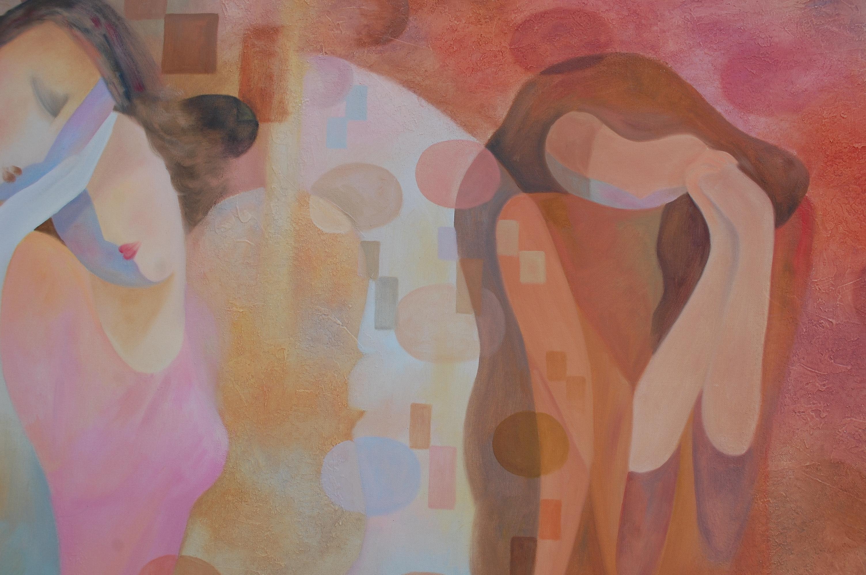 Großes figuratives abstraktes Gemälde mit Frauen, gewickelt (Moderne), Painting, von Arbe Ara Berberyan