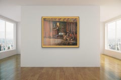 Caffè a Ceret Francia ARBIT BLATAS 1930 GRANDE Pastello lavato a inchiostro su tavola LITUANO