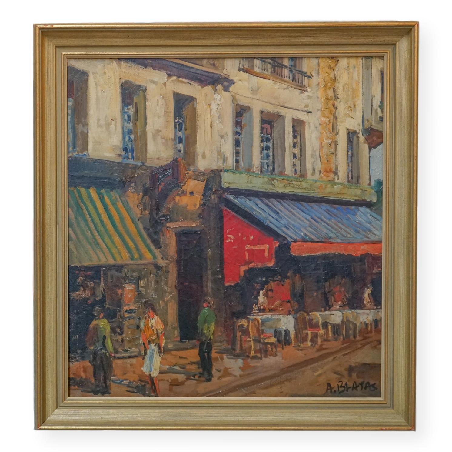 Arbit Blatas Figurative Painting - French Impressionist Parisian street scene Figures and Cafe