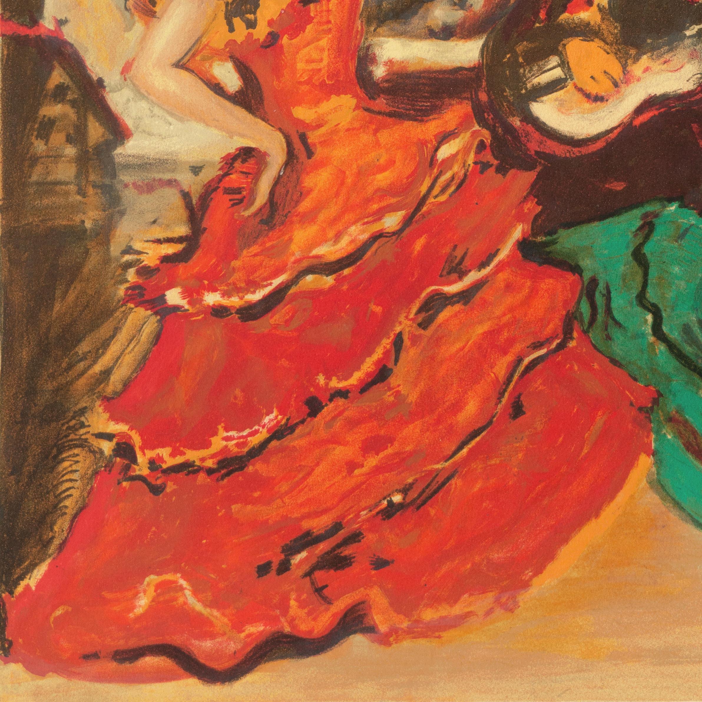 Flamenco Dancer   (Post-Impressionist, red, yellow, green) 2