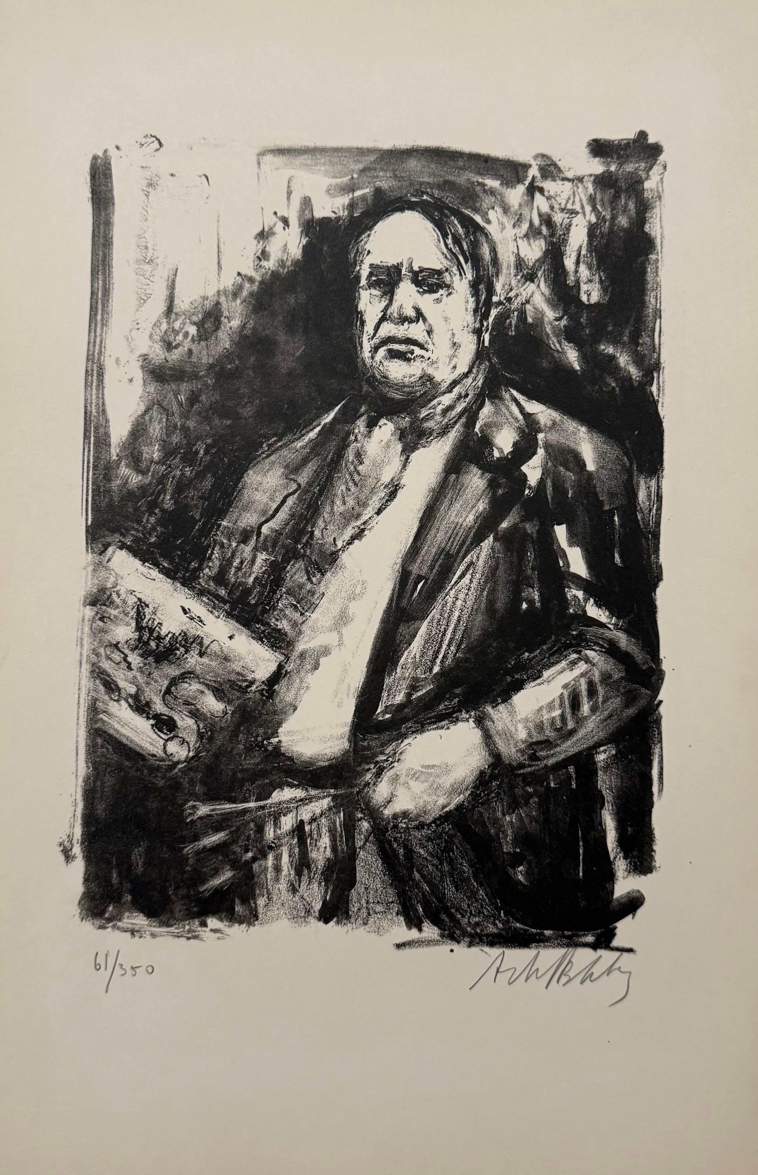 Arbit Blatas (1908 – 1999)
Hand signed and numbered to lower edge
Ecole de Paris Portrait
Printed on Arches French deckle edged art paper
1962

Arbit Blatas (1908 – 1999), born Nicolai Arbitblatas, was an artist and sculptor of Lithuanian–Jewish