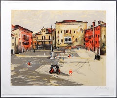 Vintage Town Square, Impressionist Lithograph by Arbit Blatas