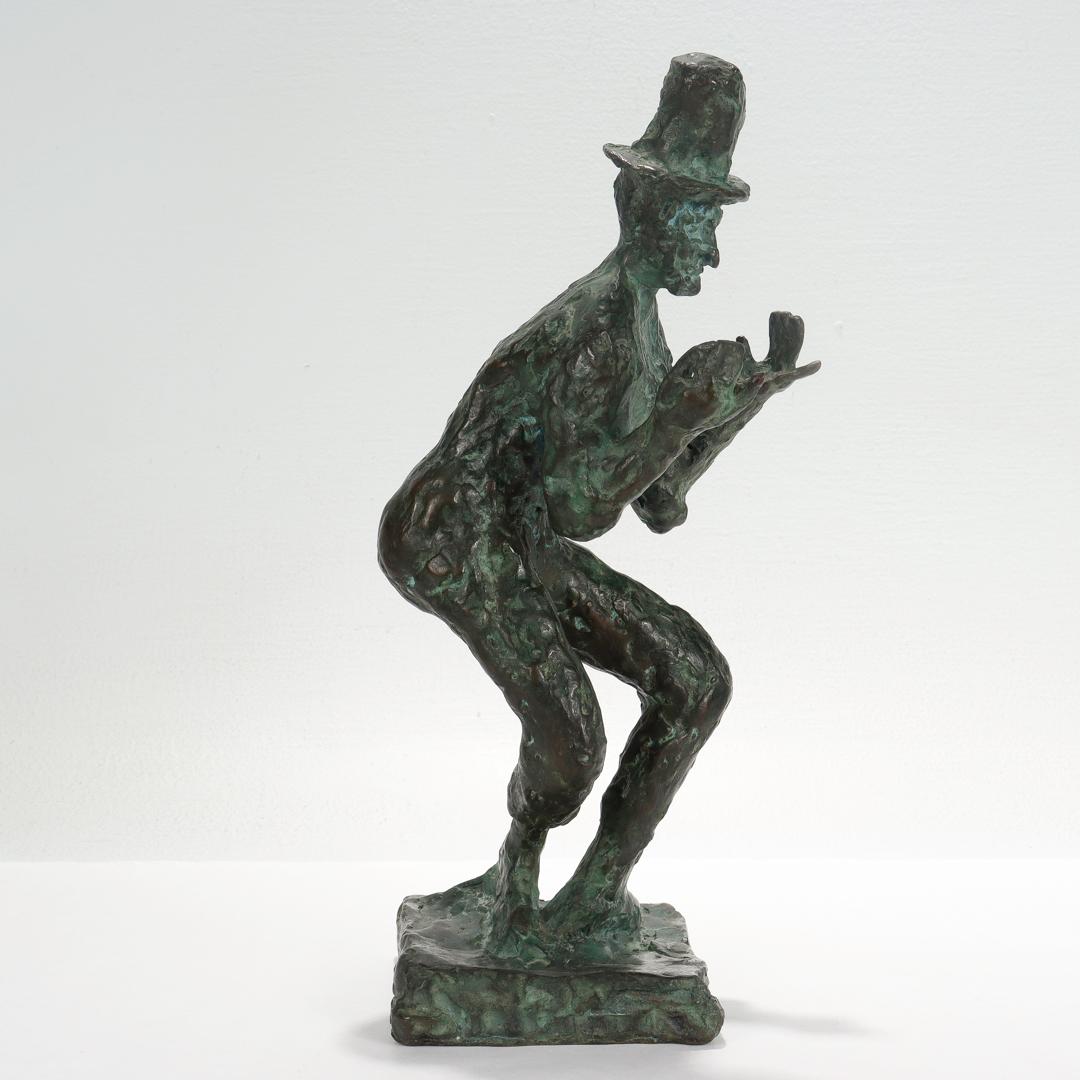 American Arbit Blatas Modern Art Foundry Bronze Sculpture of Mime Marcel Marceau For Sale