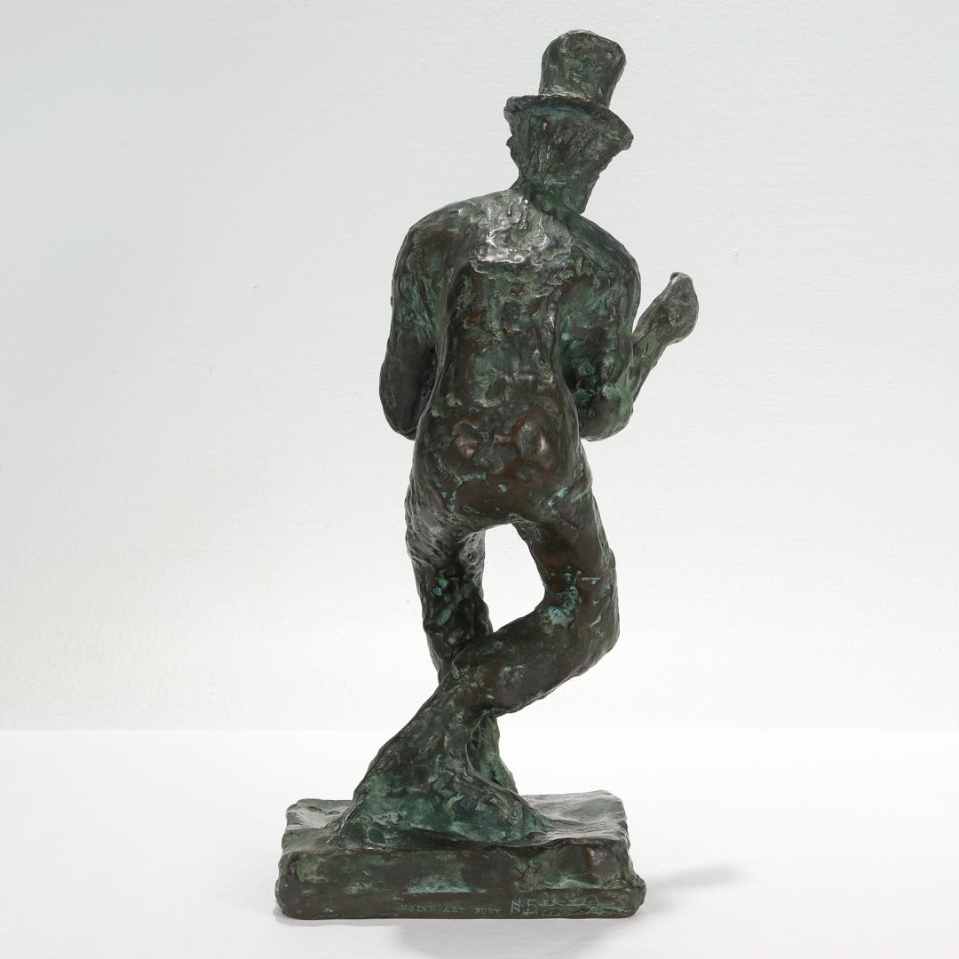 Arbit Blatas Modern Art Foundry Bronze Sculpture of Mime Marcel Marceau In Good Condition For Sale In Philadelphia, PA