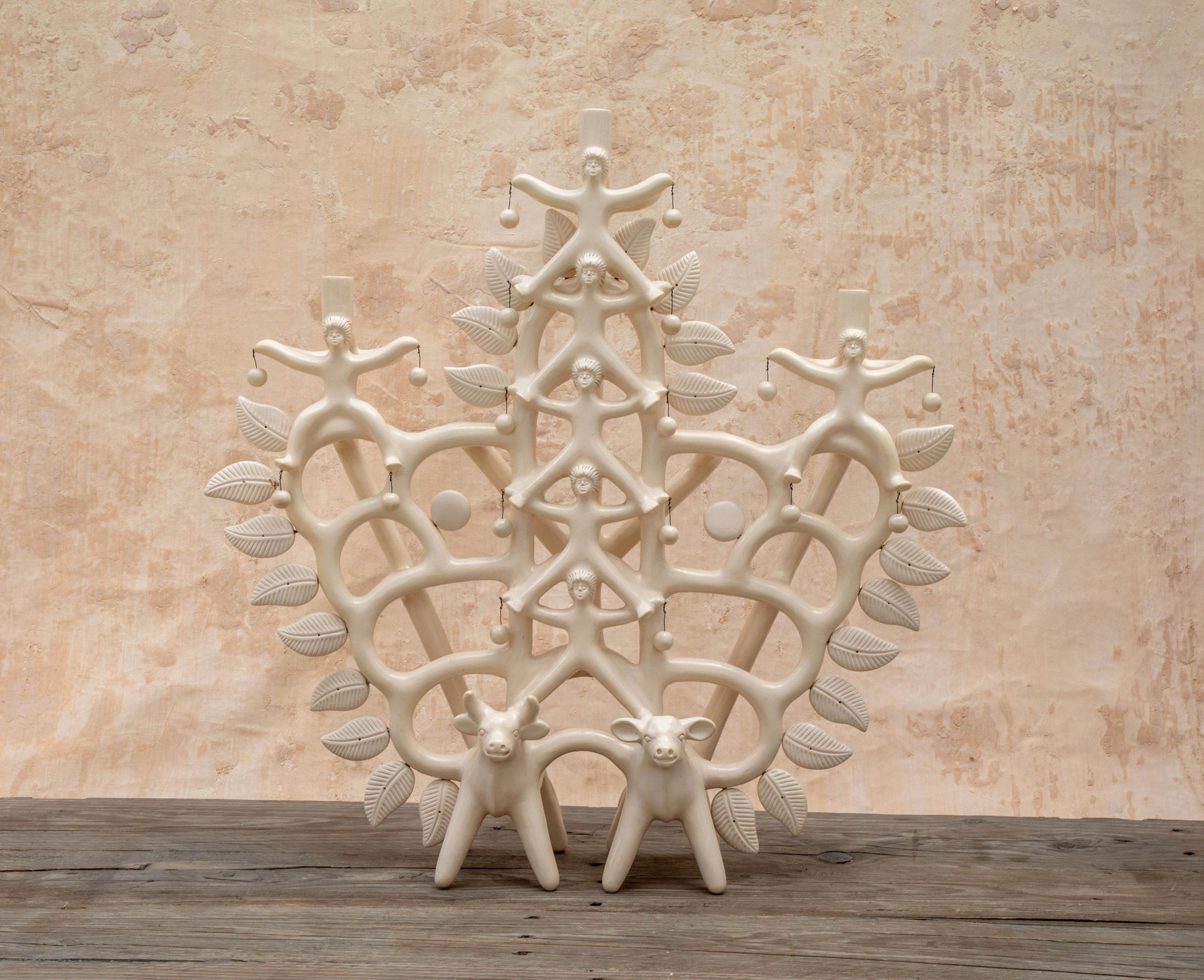 Arbol Acatlán Cirquero candleholder by Onora
Dimensions: W 60 x D 15 x H 73 cm
Materials: Clay, Quartz stone

Hand sculpted clay, covered with a mineral based slip and burnished using a quartz stone. The “Circo Collection” is a reproduction of