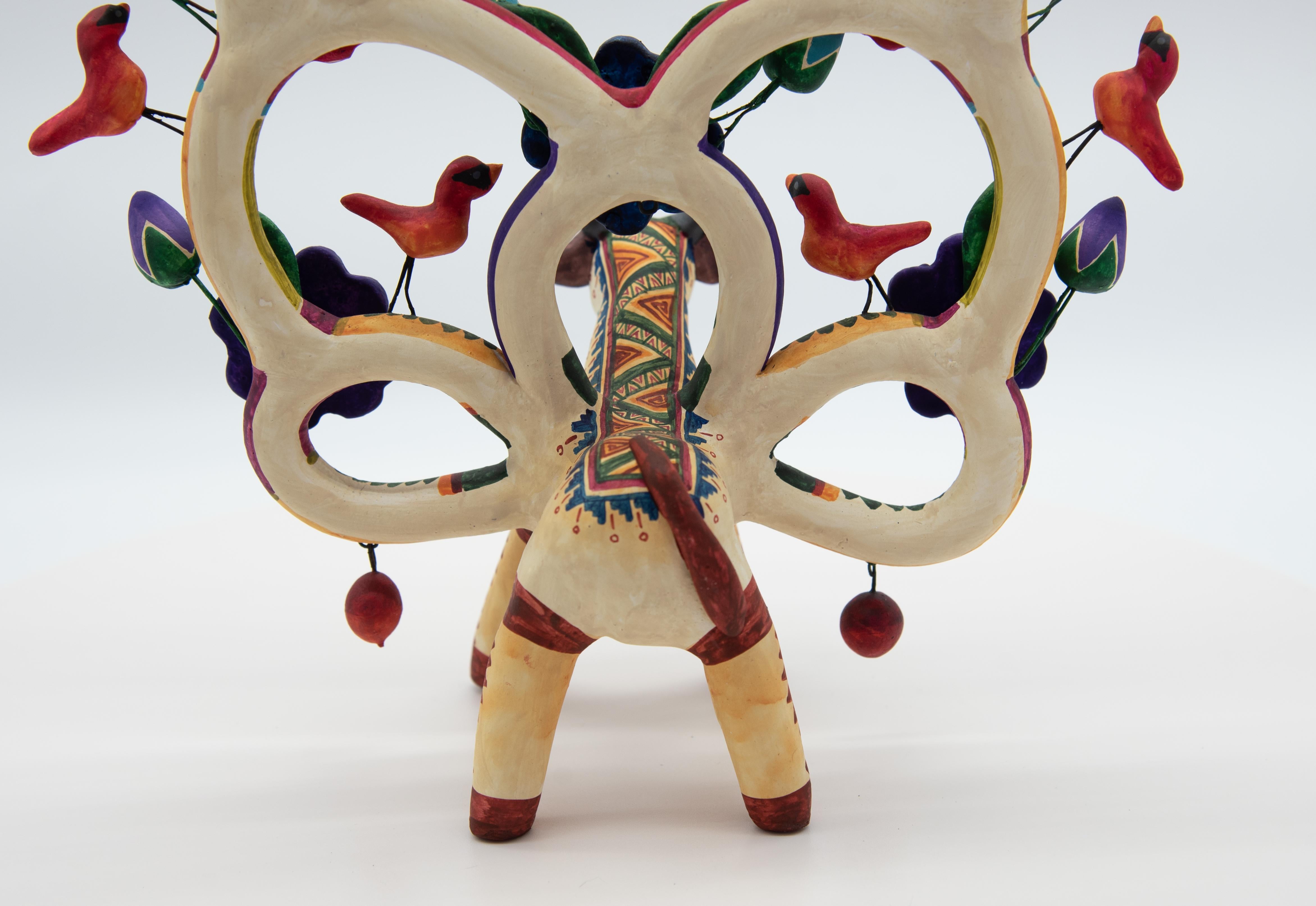 Arbol de la Vida Bull Colorful Ceramic Mexican Folk Art Tree of Life  For Sale 7