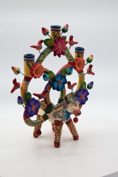 Arbol de la Vida Bull - Art populaire mexicain en céramique colorée - arbre de vie