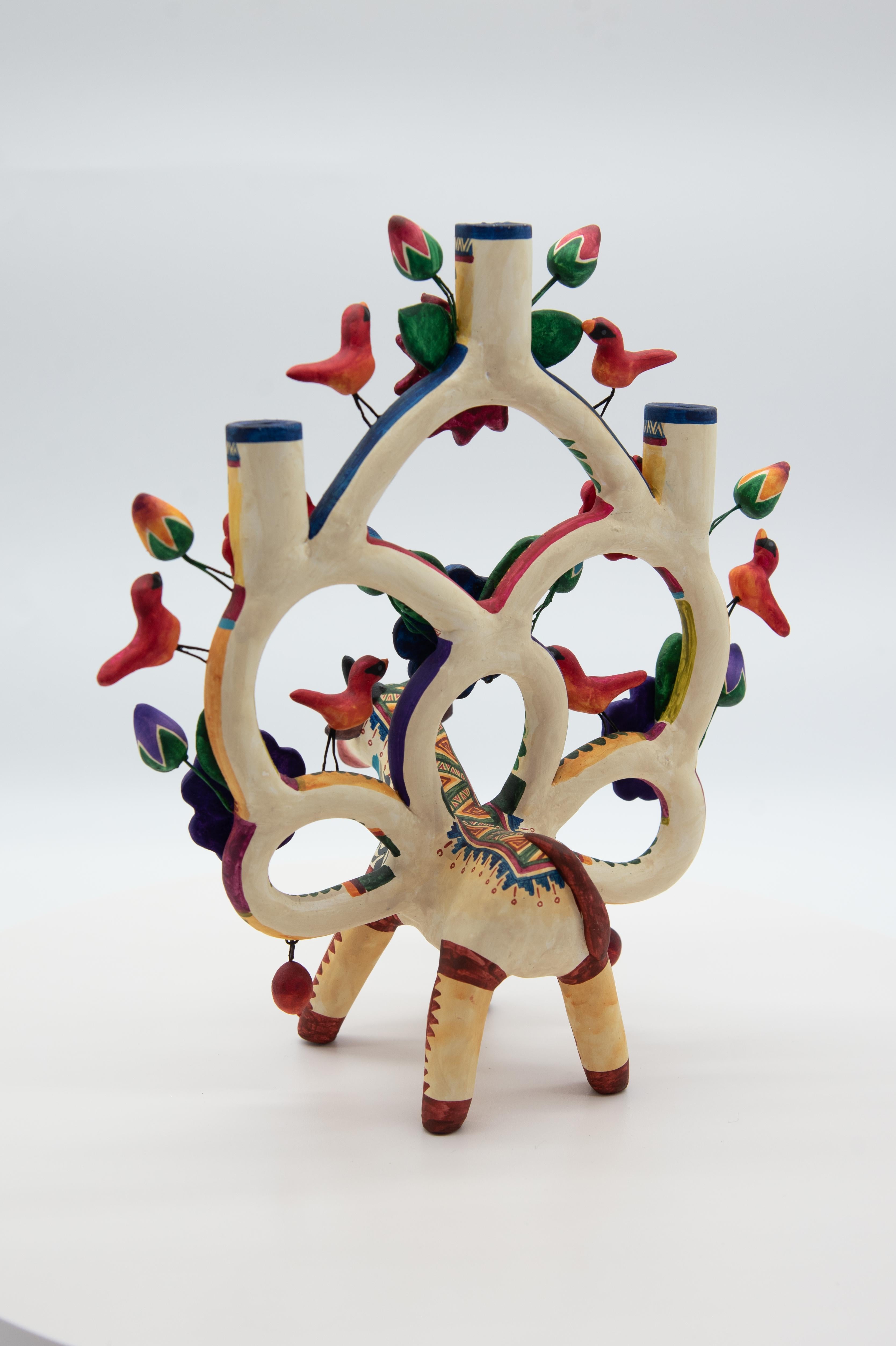 Fait main Arbol de la Vida Bull - Art populaire mexicain en céramique colorée - arbre de vie  en vente