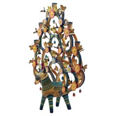 Arbol de la Vida Bull - Art populaire mexicain en céramique colorée - arbre de vie