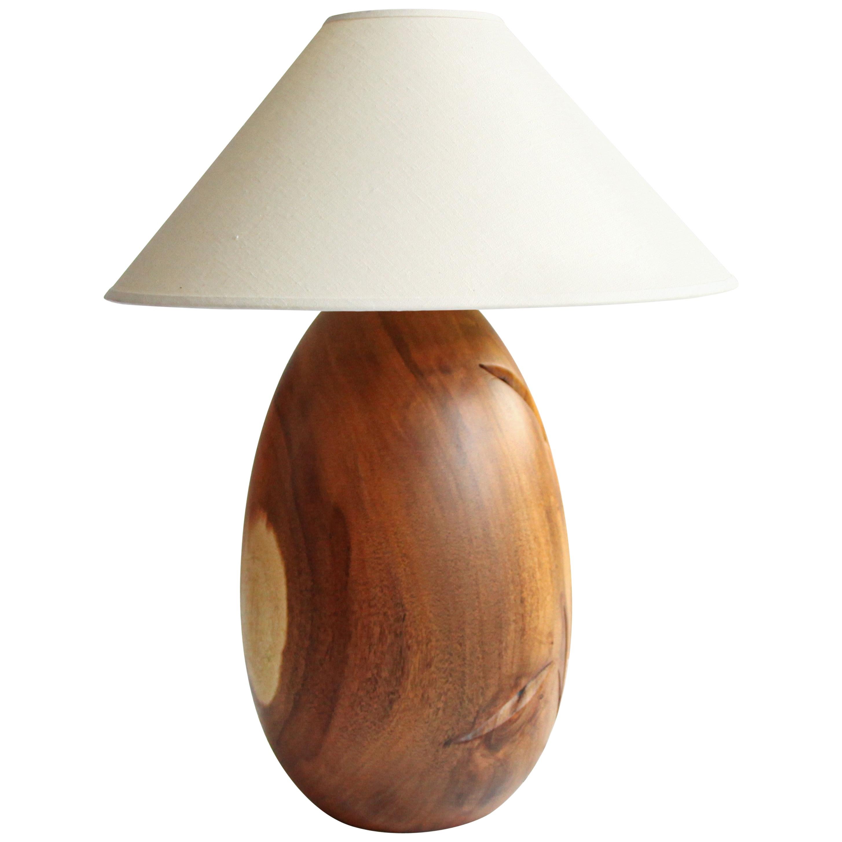 Tropical Hardwood Lamp + White Linen Shade, Large, Árbol Collection, 34