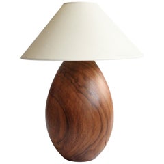 Tropical Hardwood Lamp + White Linen Shade, Large, Árbol Collection, 37