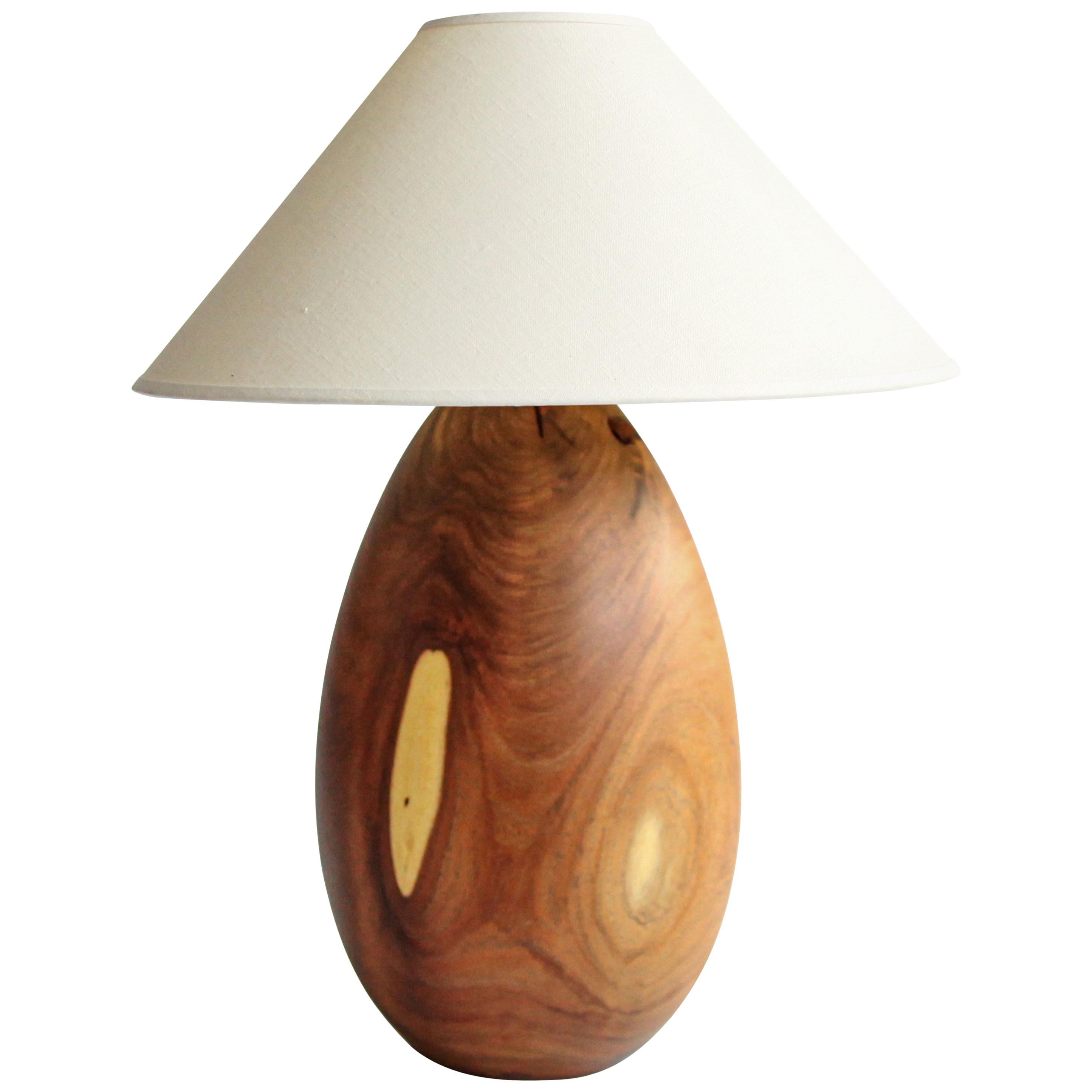 Bolivian Rosewood Lamp with White Linen Shade, Large, Árbol Collection, 5