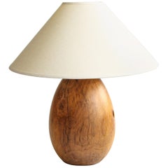 Tropical Hardwood Lamp + White Linen Shade, Medium, Árbol Collection, 21
