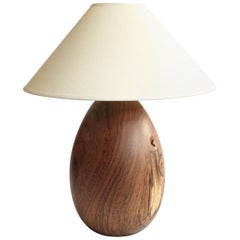 Tropical Hardwood Lamp + White Linen Shade, Medium Large, Árbol Collection, 27