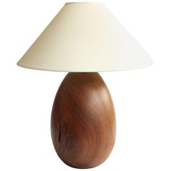 Tropical Hardwood Lamp + White Linen Shade, Medium Large, Árbol Collection, 28