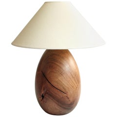 Tropical Hardwood Lamp + White Linen Shade, Medium Large, Árbol Collection, 29
