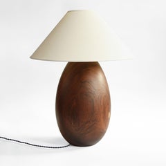 Tropical Hardwood Lamp + White Linen Shade, Extra Large, Árbol Collection, 43