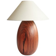 Bolivian Rosewood Lamp with White Linen Shade, Large, Árbol Collection, 32