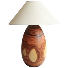Bolivian Rosewood Lamp with White Linen Shade, Large, Árbol Collection, 7