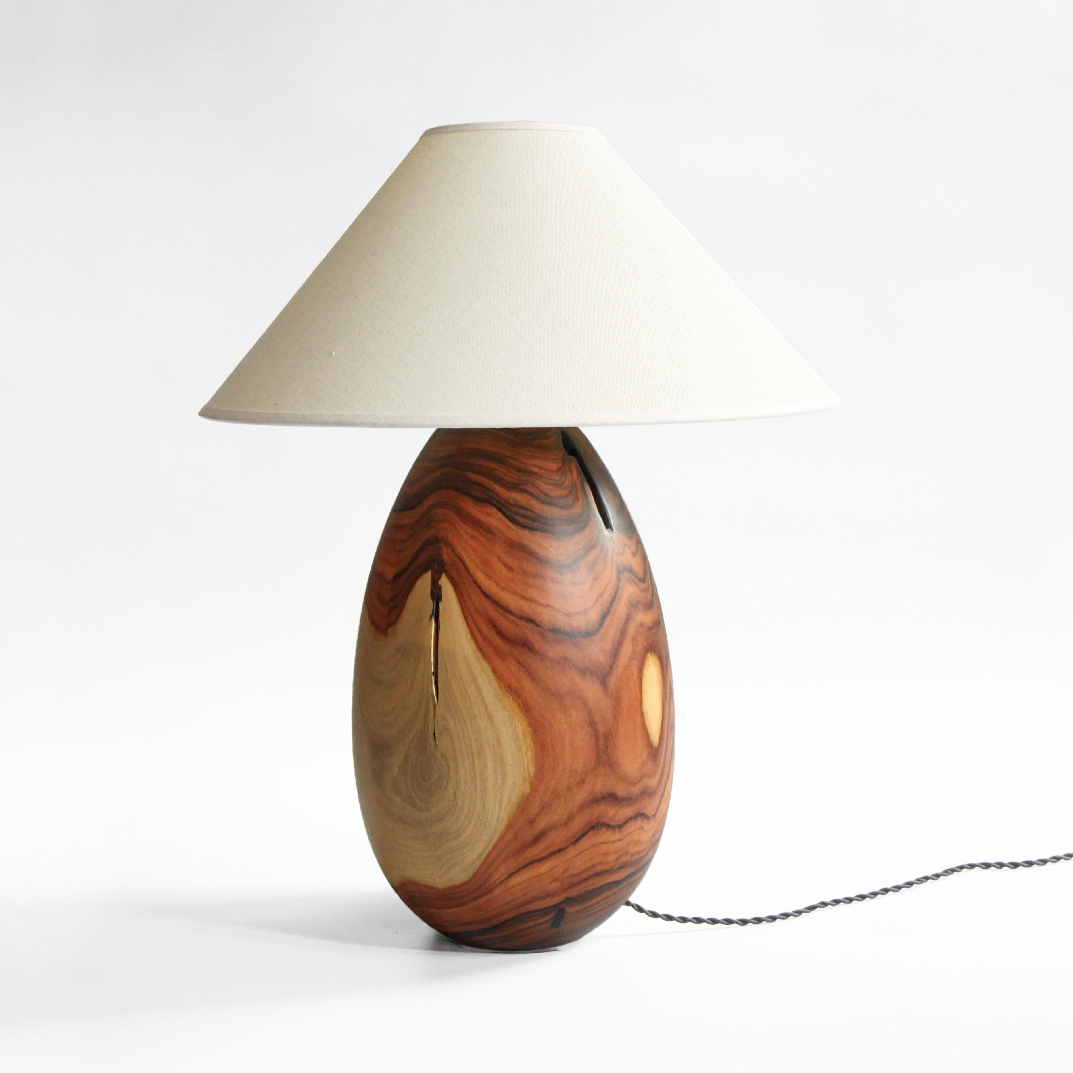 Mid-Century Modern Bolivian Rosewood Lamp with White Linen Shade, Large, Árbol Collection, 8