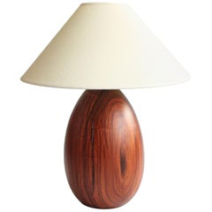 Bolivian Rosewood Lamp + White Linen Shade, Medium Large, Árbol Collection, 23