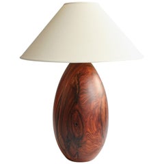 Bolivian Rosewood Lamp with White Linen Shade, Extra Large, Árbol Collection, 38