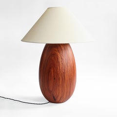 Bolivian Rosewood Lamp + White Linen Shade, Extra Large, Árbol Collection, 40