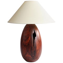 Bolivian Rosewood Lamp + White Linen Shade, Extra Large, Árbol Collection, 40