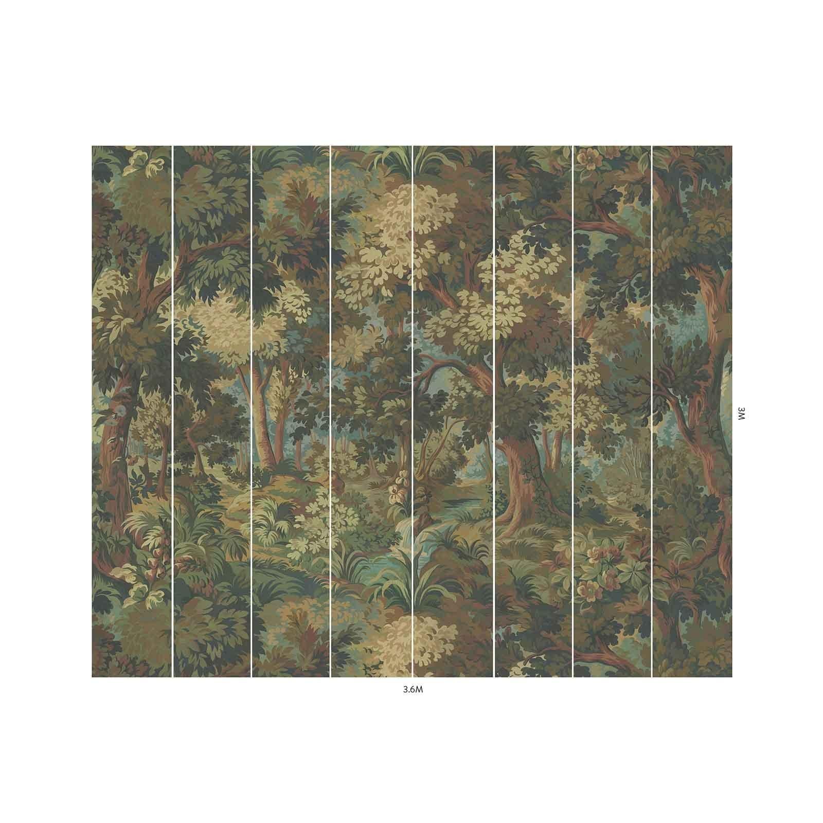 Viaja a través de las delicias arbóreas de los grabados de archivos históricos franceses y los tapices Verdure del siglo XVI con ARBOREA; un papel pintado mural mágico diseñado para aportar un toque del viejo mundo a tu hogar. Nuestro papel pintado