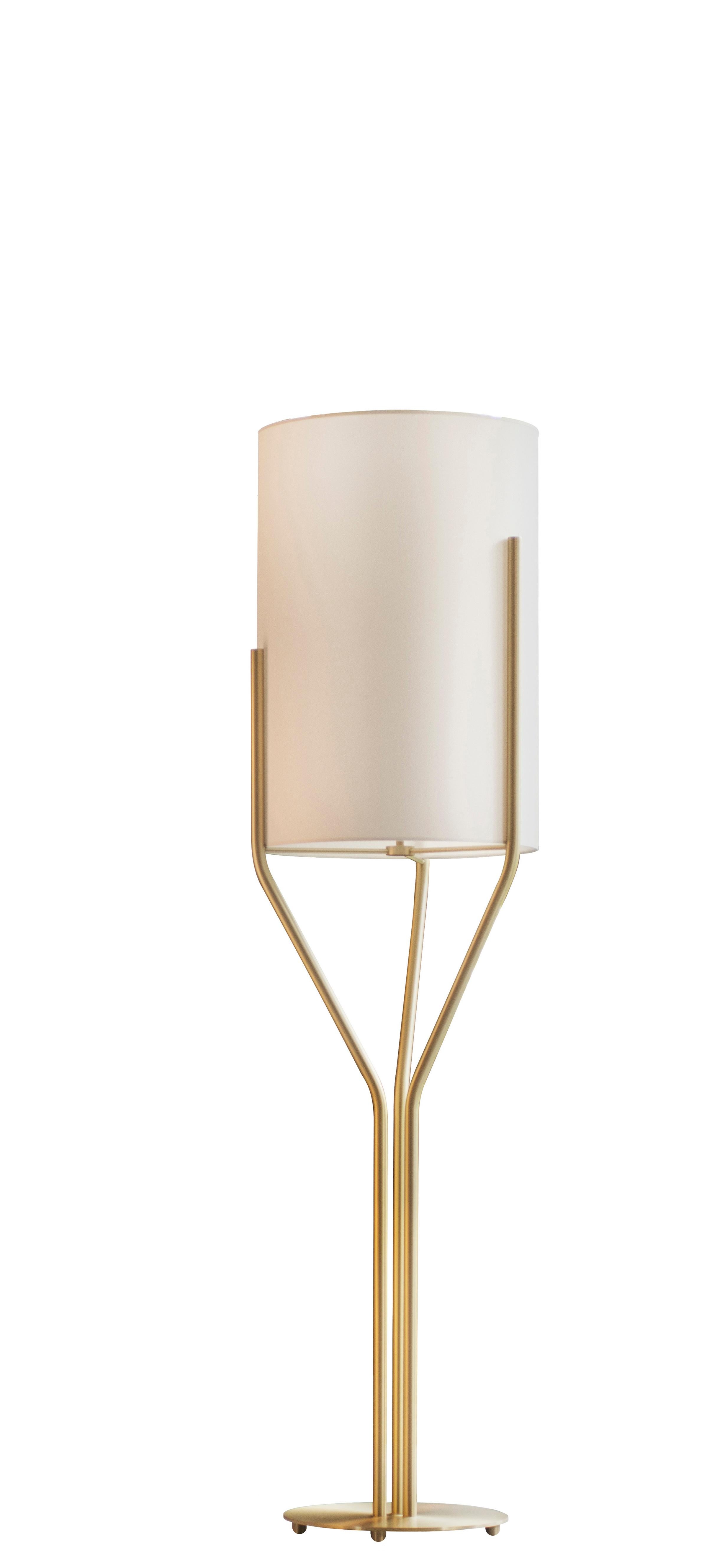 Arborescence L satin brass floor lamp by Hervé Langlais
Dimensions: D40 X H150 cm
Materials: solid brass, Lampshade drop paper® M1, black textile cable (2m).
Others finishes and dimensions are available. 

All our lamps can be wired according