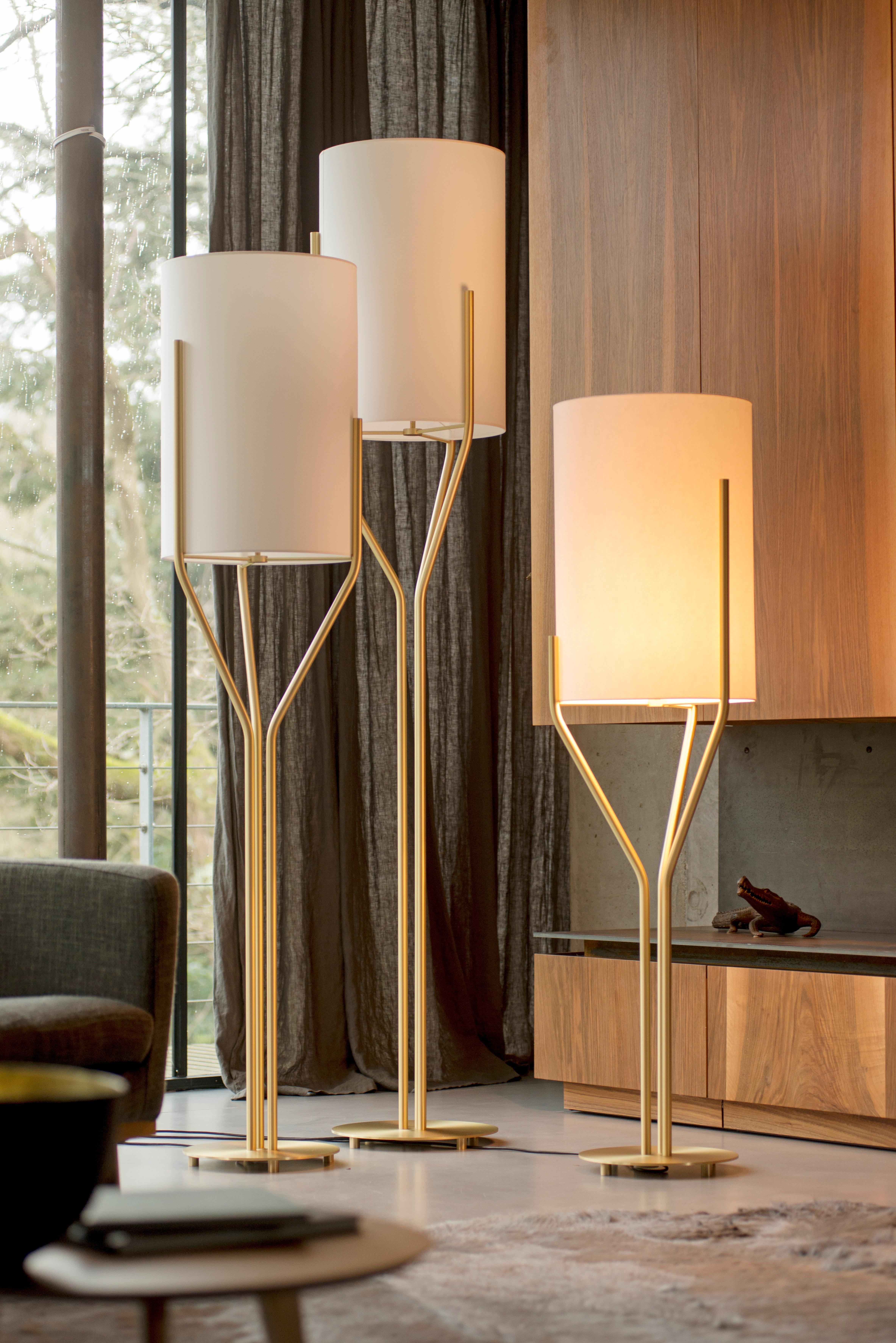 Brass Arborescence XL Satin Graphite Floor Lamp by Hervé Langlais