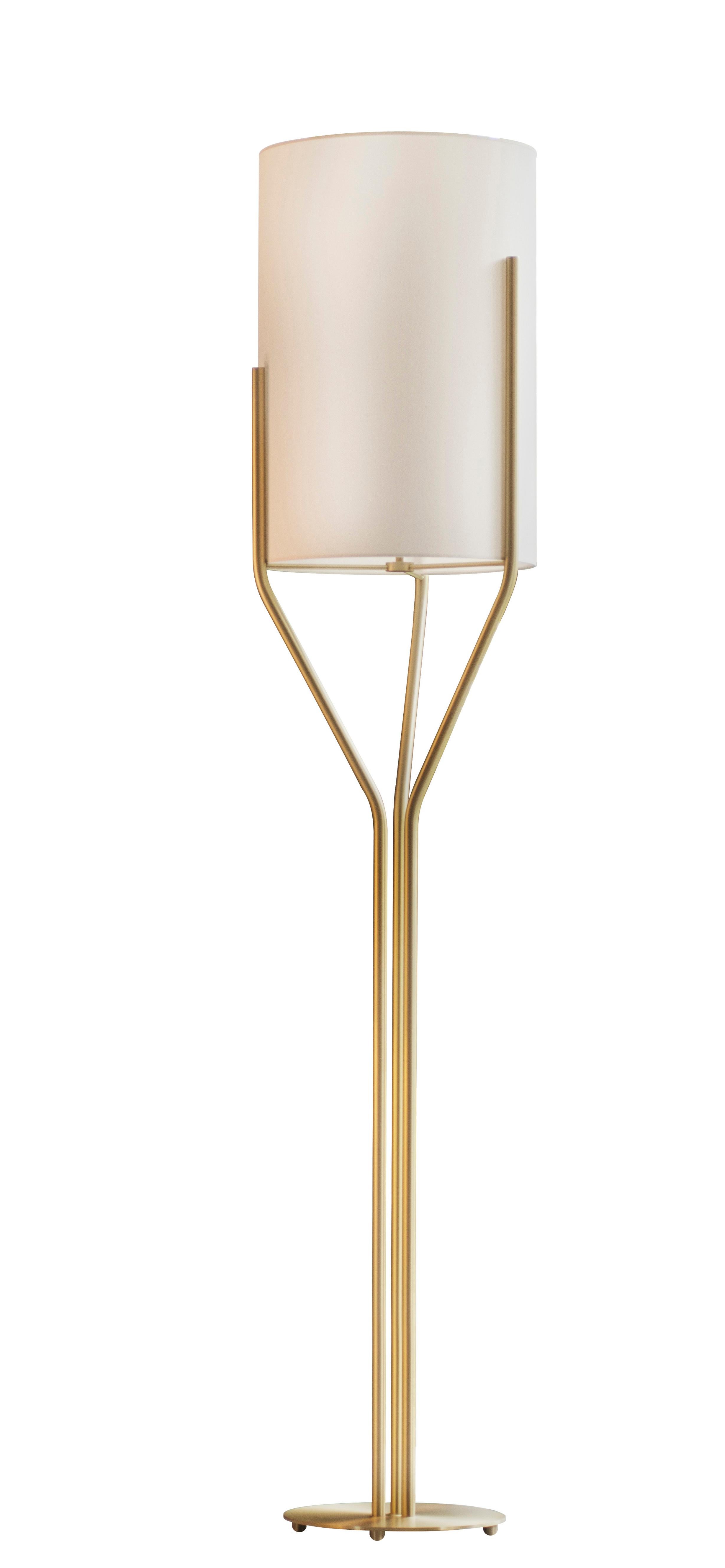 Arborescence XXL satin brass floor lamp by Hervé Langlais
Dimensions: D40 X H210 cm
Materials: solid brass, lampshade drop paper® M1, black textile cable (2m).
Others finishes and dimensions are available. 

All our lamps can be wired according