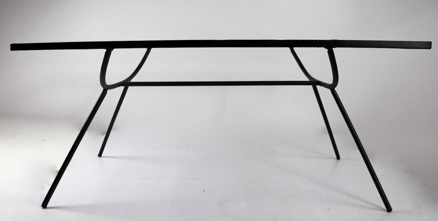 Mid-Century Modern Arbuck Nelson Wrought Iron Glass Top Coffee Table