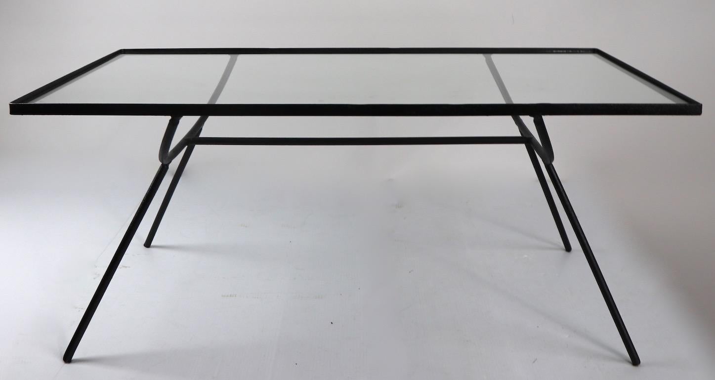 20th Century Arbuck Nelson Wrought Iron Glass Top Coffee Table
