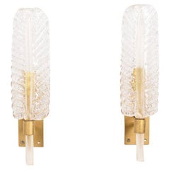 Arbus for Véronèse, Pair of Wall Sconces in Glass and Brass, 1950s