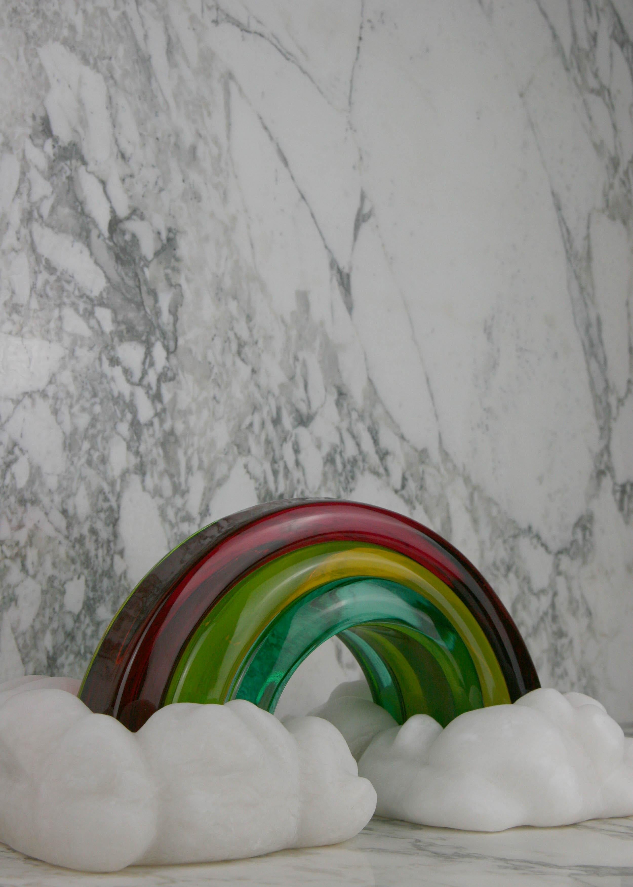 Art Deco ARC-0 Rainbow Sculpture of Alabaster and Glass For Sale