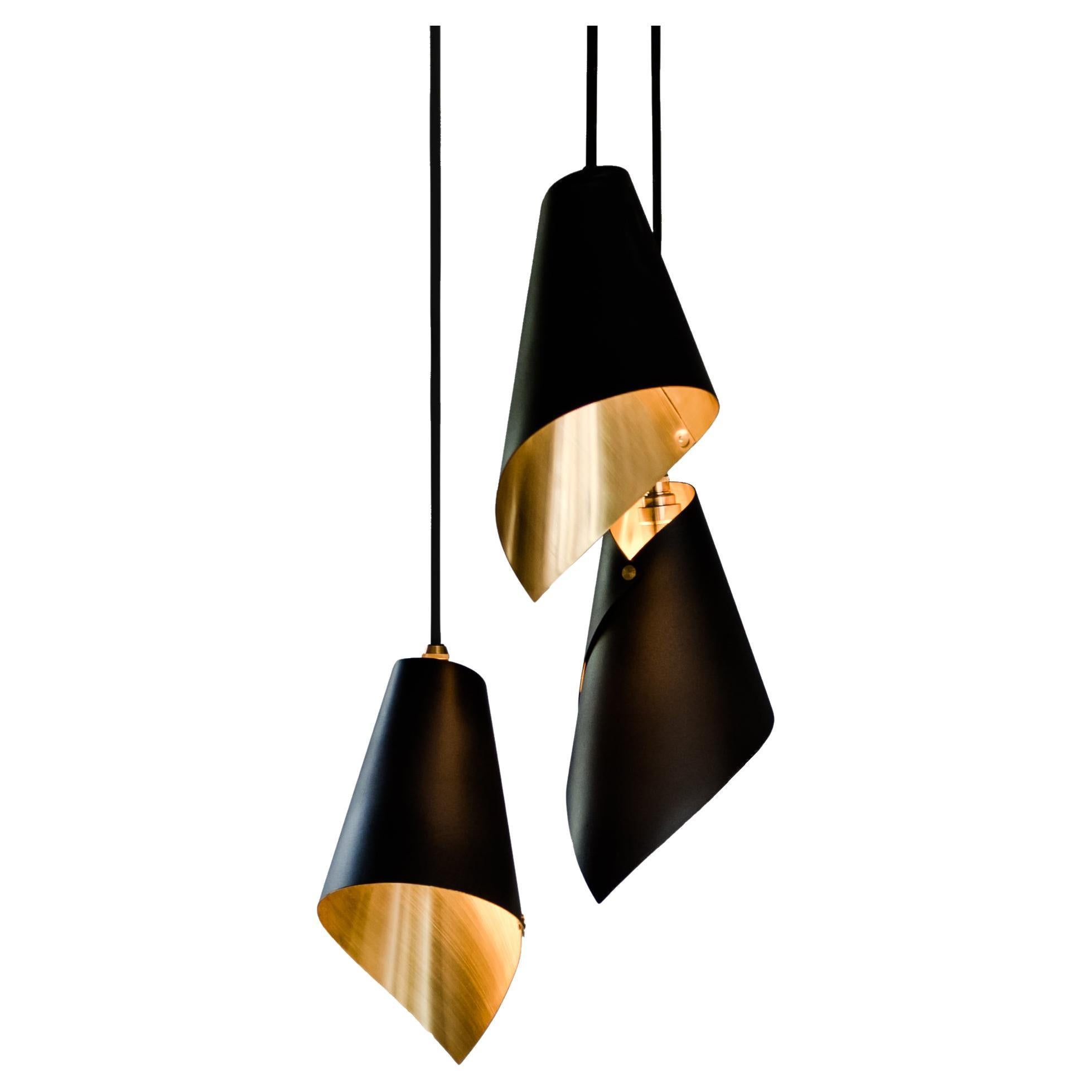 ARC 3 Pendant in Black and Brushed Brass, Made in Britain