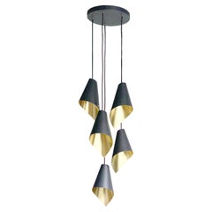 ARC 5 Pendant in Black and Brushed Brass