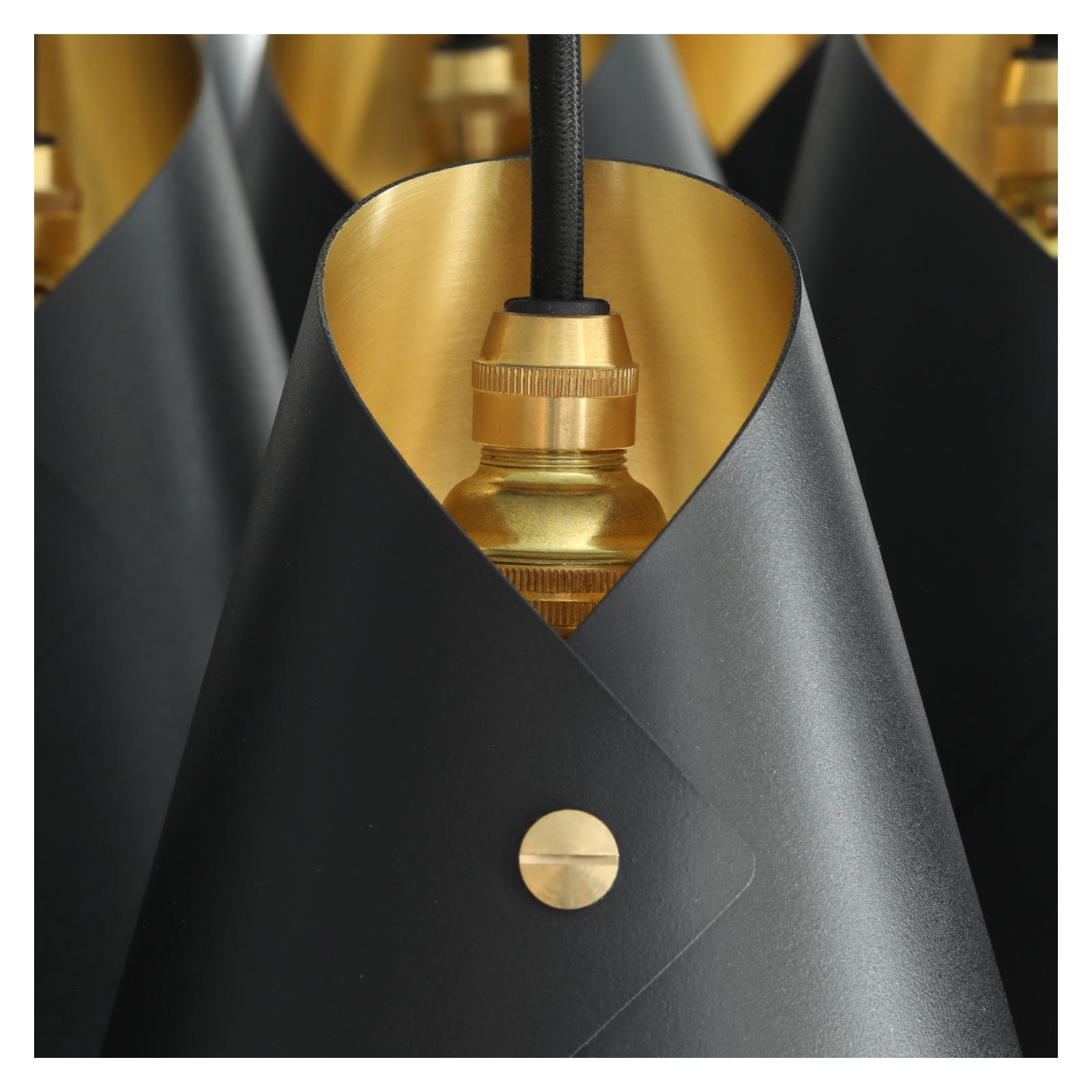 Contemporary ARC 7 Modern Pendant Light in Black and Brushed Brass Made in Britain For Sale