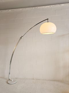 Arc Adjustable Chrome Floor Lamp With Large Shade Goffredo Reggiani