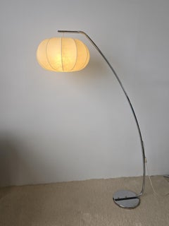 Arc Chrome Floor Lamp With Cocoon Lamp Shade